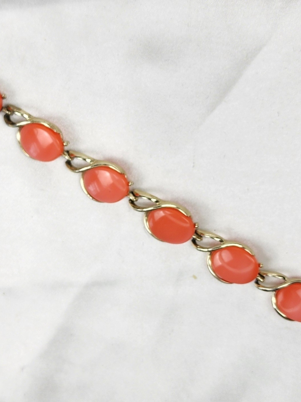 Vintage Gold-Link Bracelet with Orange Oval Stones MCM